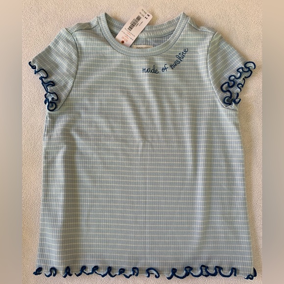 GYMBOREE-NWT- GIRLS SM 5/6 “MADE OF SUNSHINE” light blue tee shirt - Picture 6 of 7
